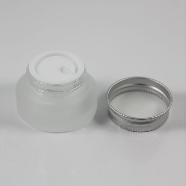 Frasco de crema de vidrio esmerilado transparente de 15g con tapa plateada, frasco cosmético de vidrio esmerilado vacío de 15 gramos para crema para ojos, venta al por mayor, 30 Uds.