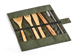 30 stuks houten serviessets bamboe theelepel vork soeplepel mes catering bestekset met stoffen zak keuken kookgerei Utens1159371