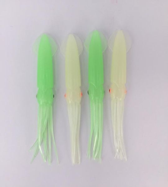 30pcslot 43 pulgadas B2 Pesca de plástico blando Cuerpo de calamares luminosos señuelos verdes claros brillan en oscuridad1928835