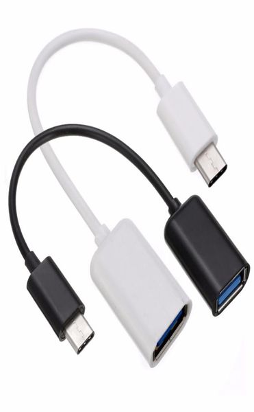 30pcslot nuevo tipo C OTG Cable adaptador USB 31 TypeC macho A USB 30 A hembra OTG Cable de datos adaptador blanco negro 165cm9372310