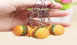 30PCSlot Simulatie Hamburger Key Chain Creative Pendant Bag Charm Accessoires Handgemaakte Hars Food Car Key Ring Lovely Keychain4745029