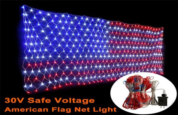 30V drapeau américain LED guirlandes lumineuses suspendus ornements décoration de jardin Net lumières de noël étanche en plein air fée lumières6084724