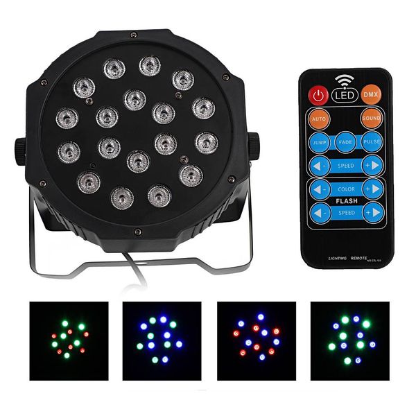 Par Light 30W 18 LED Iluminación de escenario RGB Control de voz automático DMX512 Mini lámpara de alto brillo