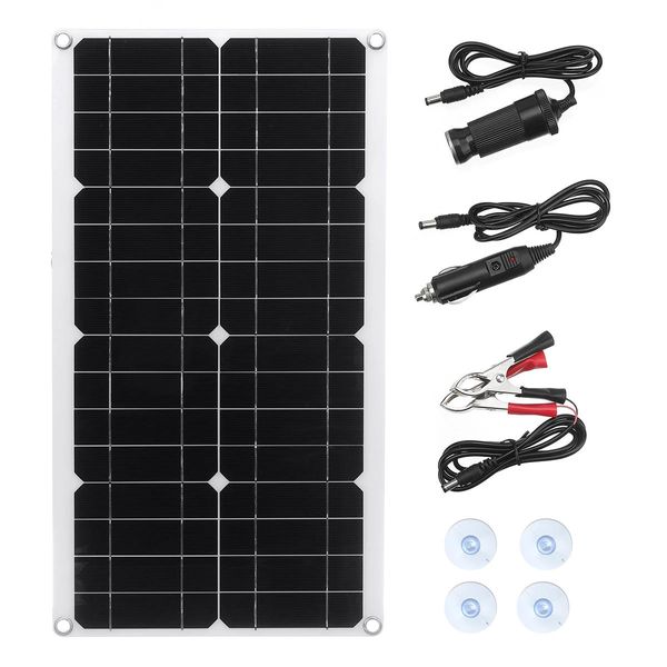 30W 5.5V Kit de panneau solaire monocristallin USB contrôleur de chargeur Flexible étanche pour bateau de voiture RV