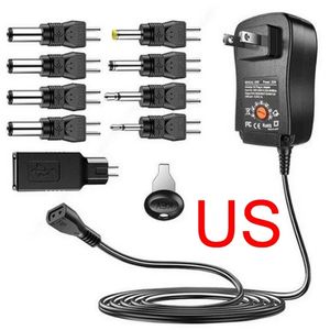 Adaptateur d'alimentation 30W, 9 têtes de remplacement, prise AC à DC, 3V 4.5V 5V 6V 7.5V 9V 12V 2A 2.1A, convertisseur réglable pour US/EU/UK/AU