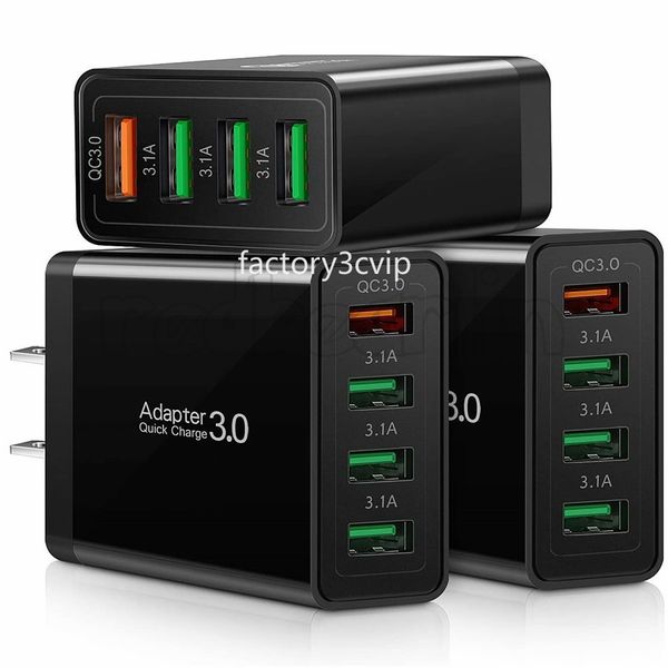Chargeur mural USB 30W rapide, 4 Ports Eu US, adaptateur d'alimentation pour Ipad, Iphone 7, 8, 11, 12, 13, 14, Samsung s11, s20, F1