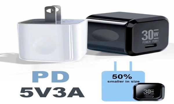 30W PD USB Chargers muraux Power Deliver Type C US EU PLIGNE ADAPTATEUR DE CHARGEMENT DE CHARGE FAST pour l'iPhone 12 11 Pro Max4117280