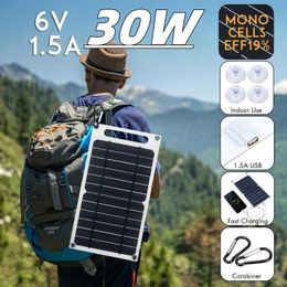 30W draagbaar zonnepaneel 5V zonneplaat met USB-veilige lading Stabiliseer batterijlader voor Powerbank-telefoon Outdoor Camping Home