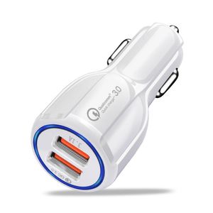 30W QC 3.0 Chargeur de voiture USB-C rapide Deux ports 6A 18W Adaptateur électrique rapide Adaptatif PD Type C Chargeurs de voiture pour iPhone 11 12 13 14 Samsung 22 LL