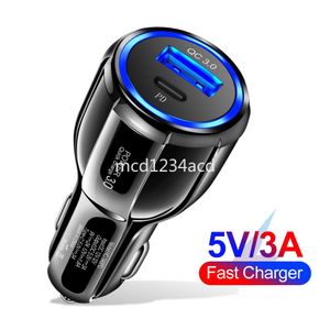 30W Charge rapide Double ports PD USB C Chargeur de voiture QC3.0 Auto Type C Adaptateurs d'alimentation pour IPad Iphone 15 12 13 14 Samsung Tablet PC Téléphone Android avec boîte de vente au détail