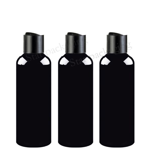 Bouteilles de liquide rondes noires de 30x250ml, récipient vide pour shampoing cosmétique avec capuchon supérieur à disque, bouteille en plastique de savon liquide d'huile de bricolage de 250cc