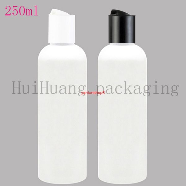 30X250ml Champú vacío botella de plástico contenedor con tapa de disco negro acondicionador para el cabello botellas de loción corporal recargables Jabón líquido Buen paquete