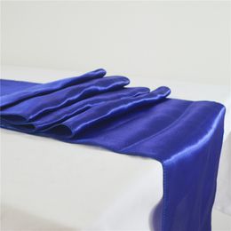 Runneurs de table satin 30x275cm pour la fête de mariage Runner de table moderne Nouvel An Gold / Royal Blue Table Runner Clots Decorations