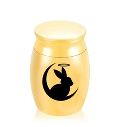 Urne de cendres de crémation de Festival de lune 30x40mm, Mini pendentif d'urne commémorative de lapin en alliage d'aluminium avec Kit de remplissage, sac en velours28682685990448