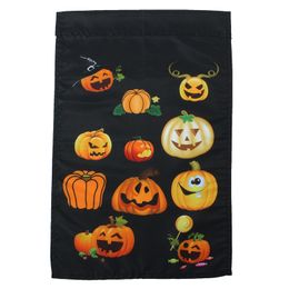 30x45cm Halloween Polyester Cute Pumpkins Flag Garden Holiday Decoratie De vlag is afgedrukt op polyester materiaal ontworpen voor Outdoor DISPL