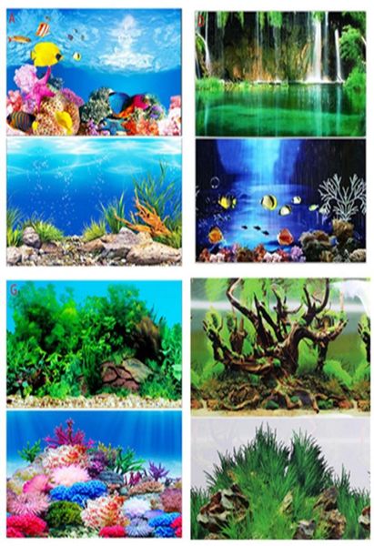 Decoración del acuario de 30x60 cm Fondo de peces de doble cara Póster Accesorios de acuario 5244166