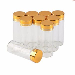 30x80mm 24pcs 40ml bouteilles en verre vis en aluminium bouchon doré vide transparent liquide cadeau conteneur souhaitant bouteille jarsgood qté Xaujw