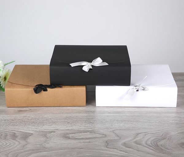 Caja de regalo de papel Kraft blanco grande de 31*25,5*8 cm, tamaño grande para camiseta, bufanda para cumpleaños, recuerdo de boda, venta al por mayor SN473