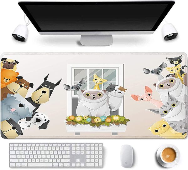 31.5x11.8 pouces anti-dérapant longue étendue grand tapis de souris de jeu avec bords cousus clavier d'ordinateur tapis de souris tapis de bureau mignon Animal