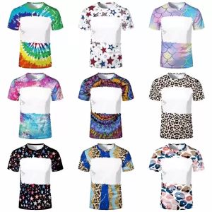 31 Motifs Sublimation Party Blanc Chemises Blanchies Léopard Transfert de Chaleur Imprimé 95% Polyester T-Shirts pour Adultes et Enfants