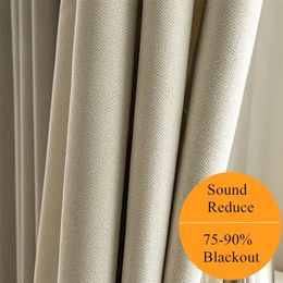 310 cm Altura 7590% Cortina de la ventana de sala de estar apagada Modern Soild Color todo el sonido Reduce beige para el dormitorio 240429