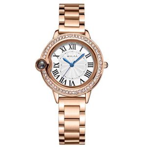 3111 Ins Fashion Montres à quartz pour femmes 30M Bande en acier étanche Or rose Diamant Micro-gravure Confession Étudiant Lovers Montre-bracelet