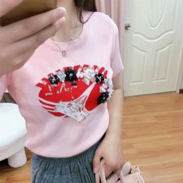 312 2023 Runway otoño marca mismo estilo suéter manga corta cuello redondo negro blanco rosa pulóver ropa de moda de alta calidad para mujer yiduo8