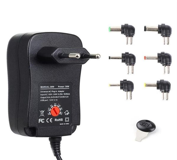 Adaptateur d'alimentation ACDC 312V 30W 21A, adaptateurs de chargeur universels avec 6 prises, adaptateur d'alimentation régulé à tension réglablea57 a46911349