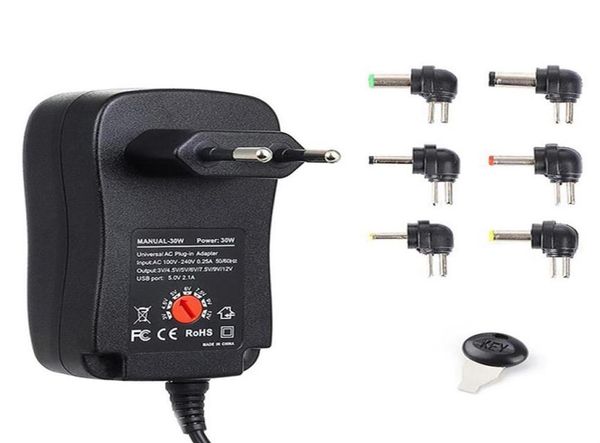 Adaptateur d'alimentation ACDC 312V 30W 21A, adaptateurs de chargeur universels avec 6 prises, adaptateur d'alimentation régulé à tension réglablea474131475908