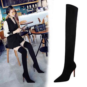 315-9 Sandales Style Fashion High Heel Elastic Lycra Thin Pointed Sexy Nightclub Slim Over Knee Boots