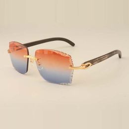 315 Natuurlijke zwarte zonnebril high-end 3524014 met getextureerde buffs hoorn en graveren lens verdienen noodzakelijk in het zonnige augustus