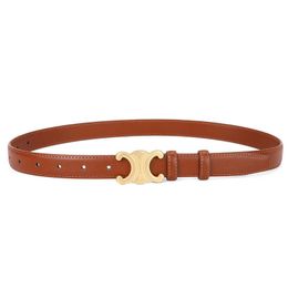 316 lederen band ontwerper triomphe riem dames zwart bruin ceinture mode gouden gesp bel