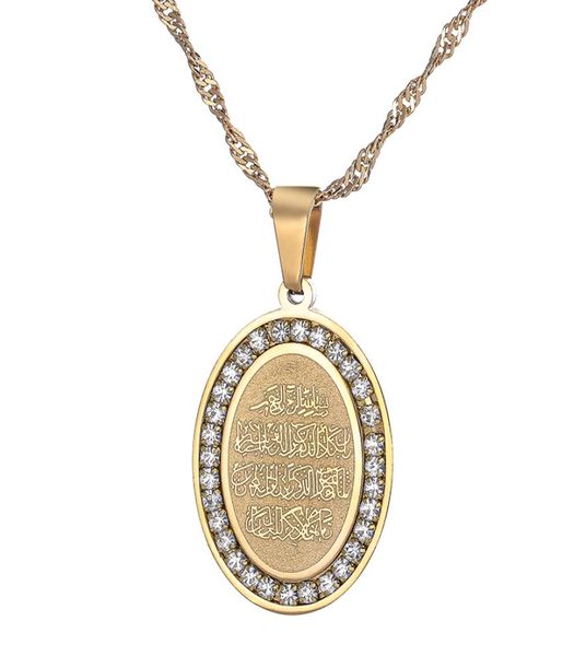 316 acier inoxydable Ovale Gold Coin musulman Moyen-Orient Arabe Charme de mode High Fend Pendant Collier 9427906