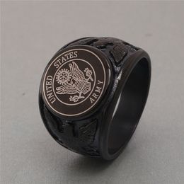 Heren Verenigde Staten Officieren US Army Rings sieraden Item Silver Gold Black Men's Armies USA Militaire ringen Sieraden 316 roestvrij staal