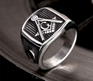 316 Titanium roestvrij staal vrijmetselaar Gratis Mason Ring Gold Silver Back Ag Emblem Signet Rings Vrijmetselaars sieraden voor mannen