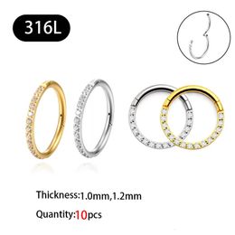 Boucles d'oreilles en acier pour Piercing nombril 316L, anneau de nez, bijoux Tragus zircone, corps Sexy 240130