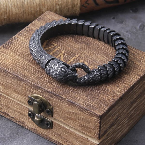 316L En Acier Inoxydable Noir Serpent Chaîne Bracelet Hommes et Femmes Hip Hop Charme Biker Gothique Bracelet Cadeau Vintage Bijoux En Gros 240318