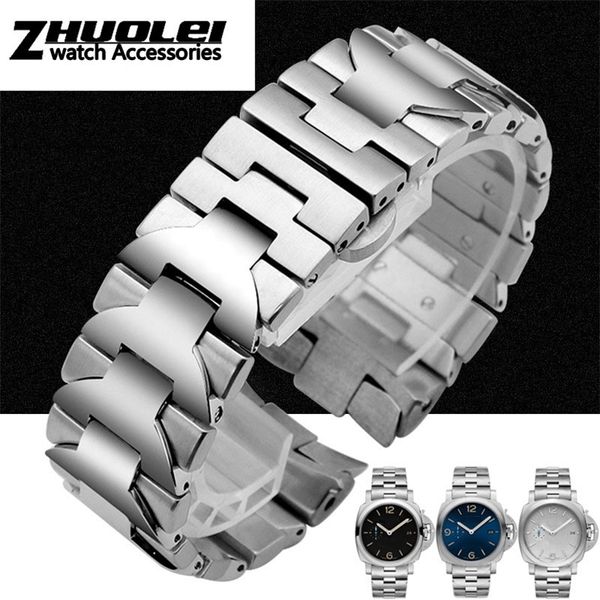 Bracelet en acier inoxydable 316L pour bracelet PAM 24mm bracelet de montre à extrémité incurvée en argent de haute qualité 220706