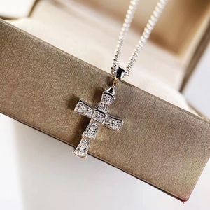 Luxe kwaliteit cross vorm met diamant hanger ketting voor vrouwen bruiloft sieraden cadeau Gratis verzending PS8117