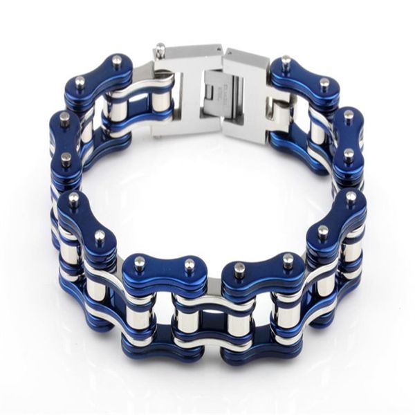 Bracelet à breloques en acier inoxydable 316L pour hommes, chaîne de moto, bleu, argent, rouge, tendance, chaîne de motard, cadeau pour hommes, 214f