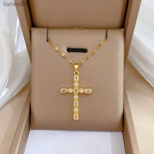 316L Rvs Creatieve Religie Cross Hangers Ketting Voor Vrouwen Esthetische Party Geschenken Mode-sieraden Accessoires L230704