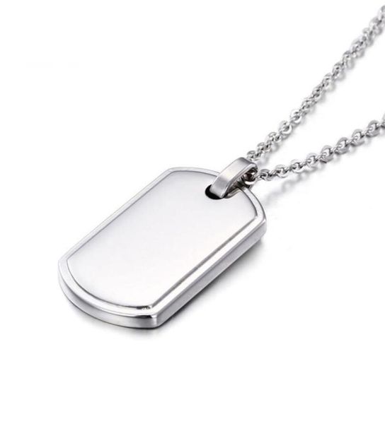 316L Collier de chien en acier inoxydable Carte militaire American Soldat Identity Shield Charm pour Boy Mens Chain 24 Inch7450608