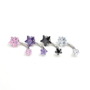 316L Rvs Dubbele Crystal Star Gold Belly Ring Piercing Sieraden Cubic Zirkoon Bell-knop Ringen