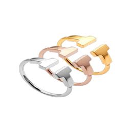 316L roestvrij staal mode dubbele t ring sieraden voor vrouw man minnaar ringen 18k goldcolor en roze sieraden bijoux no hebben lo4902110