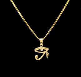 316L Couleur or en acier inoxydable Égyptien l'œil de Horus Pendant Collier Hip Hop Wedjat Eye Colliers For Unisexe Jewelry92861309449433