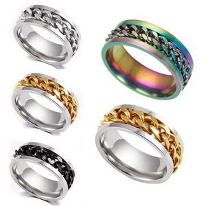 316L roestvrij staal Goud Zilver Zwart Rotable kettingringen voor mannen Women Cool Titanium stalen vingerring draagbare fles opener ontwerp punk promotie sieraden cadeau