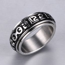 316L roestvrij staal hoog gepolijst revolkable punk ringen hipster noodzakelijke sieraden voor mannen bijoux partij accessoires zilver zwart maat 7-11