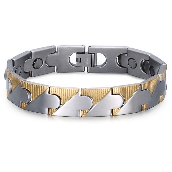 Bracelet de chaîne de lien de santé magnétique en acier inoxydable 316L avec bracelets de nouvelle arrivée de germanium bijoux rayons infrarouges anions avantages pour hommes style d'énergie d'aimant punk