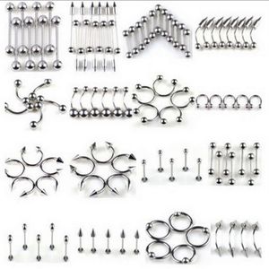 316L en acier inoxydable nombril langue lèvres ongles nez vis mamelon oreille sourcils anneaux goujons polyvalent corps piercing bijoux mixte 259K