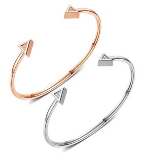 316L Bracelet en acier inoxydable Bracelet Mode Designer de luxe Diamond Zirconia Triangle Bracelets géométriques Bijoux pour femmes 3912677